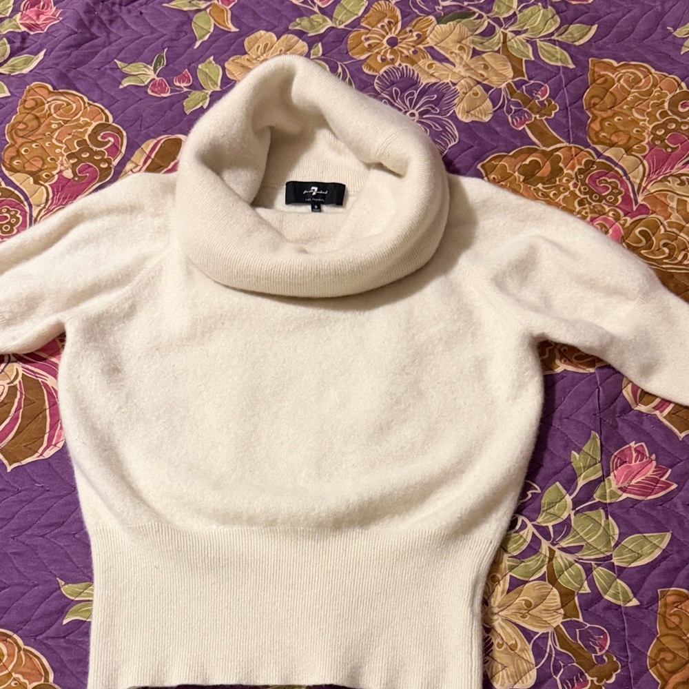 7 For All Mankind Ivory Turtleneck Sweater